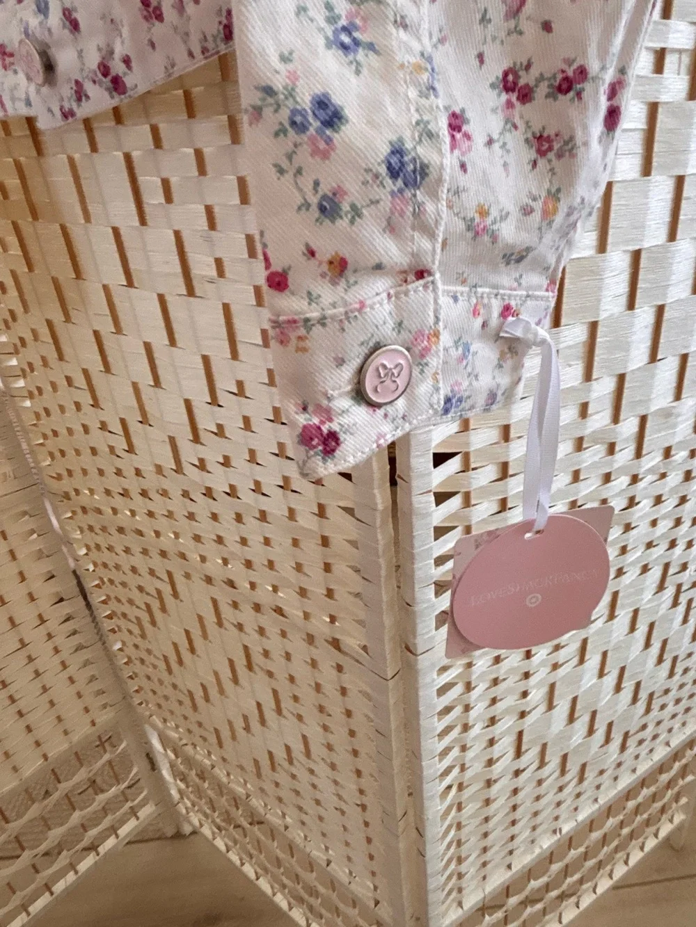 LoveShackFancy Pink Floral Jean Jacket